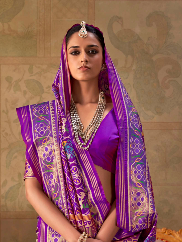 Violet Patola Silk Saree