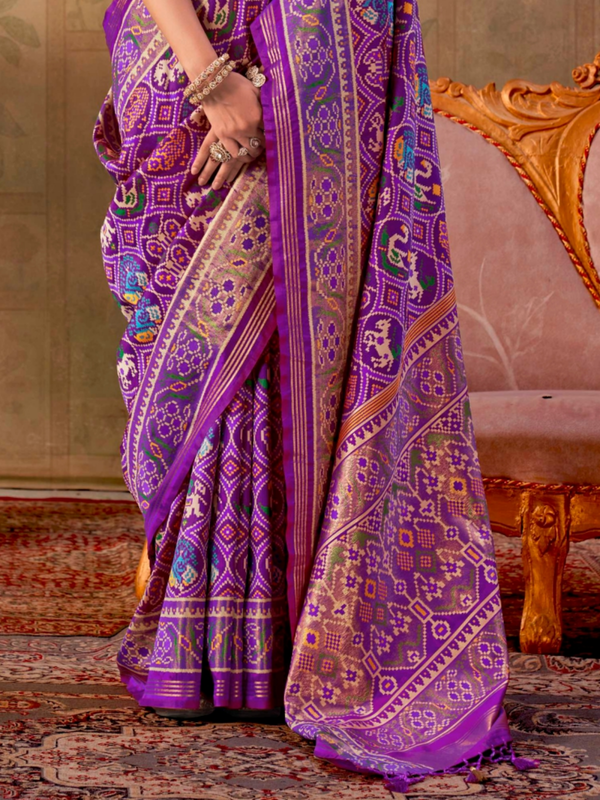 Violet Patola Silk Saree