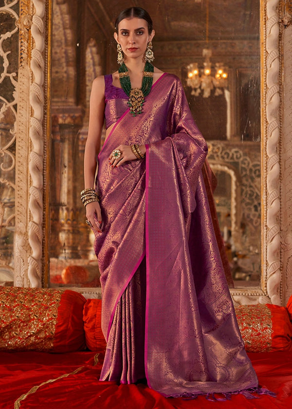 Violet Purple Kanjivaram Silk Saree