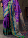 Violet Purple Kanjivaram Silk Saree With Contrast Blouse