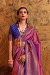 Vivid Purple Woven Kanjivaram Handloom Silk Saree