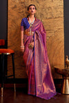 Vivid Purple Woven Kanjivaram Handloom Silk Saree