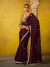 Wine Designer Georgette Saree