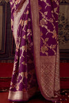 Wine Purple Banarasi Dola Silk Designer Saree