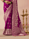 Wine Purple Banarasi Dola Silk Saree