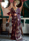 Wine Purple Banarasi Satin Silk Saree