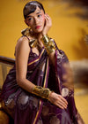 Wine Purple Banarasi Satin Silk Saree
