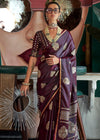 Wine Purple Banarasi Satin Silk Saree