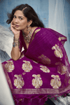 Wine Purple Banarasi Silk Saree
