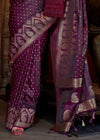 Wine Purple Banarasi Woven Satin Silk Saree