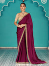 Wine Purple Tissue Saree with Embroidered Border