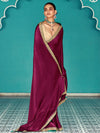 Wine Purple Tissue Saree with Embroidered Border