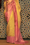 Yellow And Peach Woven Banarasi Silk Saree