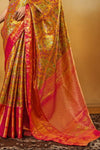 Yellow and Pink Kanjivaram Silk Saree