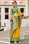 Yellow Banarasi Soft Silk Saree