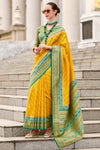 Yellow Banarasi Soft Silk Saree