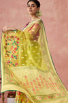 Yellow Brasso Organza Printed Saree