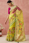 Yellow Brasso Organza Printed Saree