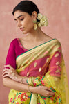 Yellow Brasso Organza Printed Saree