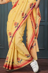 Yellow Handloom Linen Saree