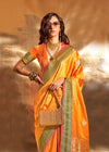 Yellow Handloom Woven Satin Silk Saree