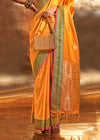 Yellow Handloom Woven Satin Silk Saree