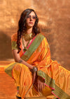 Yellow Handloom Woven Satin Silk Saree