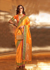 Yellow Handloom Woven Satin Silk Saree