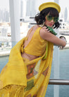 Yellow Printed Zari Woven Tissue Silk Saree